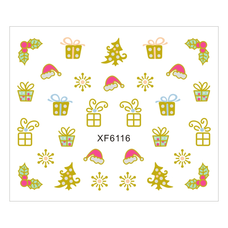 Sticker Nail Art Lila Rossa pentru Craciun, Revelion si Iarna XF6116 - 1