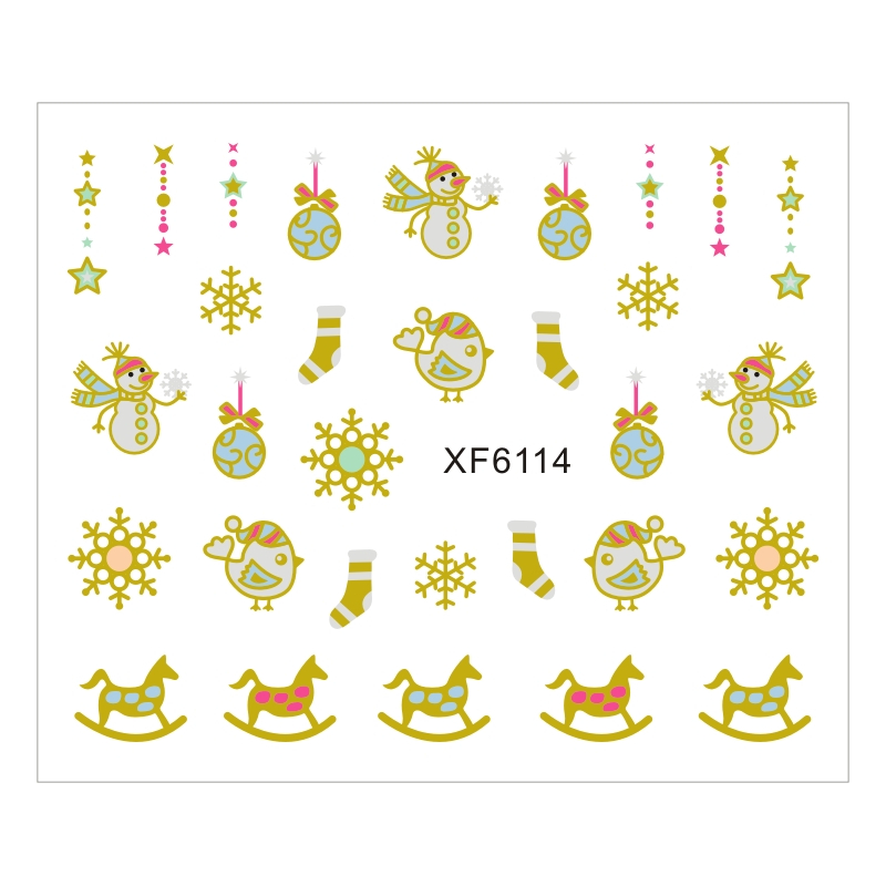 Sticker Nail Art Lila Rossa pentru Craciun, Revelion si Iarna XF6114 - 1