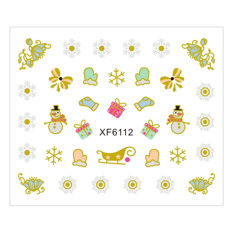 Sticker Nail Art Lila Rossa pentru Craciun, Revelion si Iarna XF6112 - 1