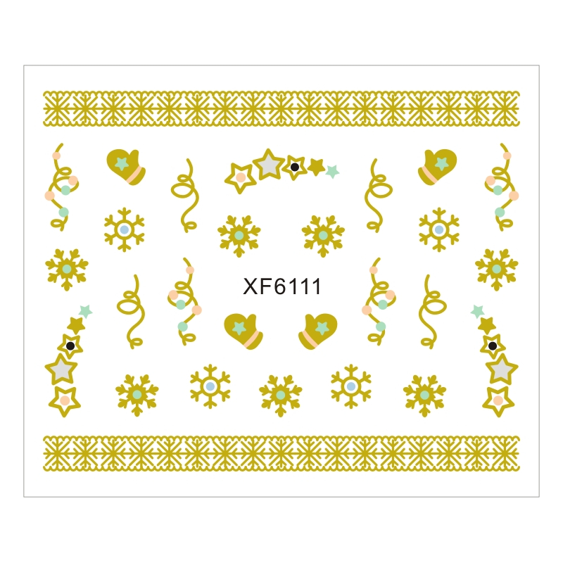Sticker Nail Art Lila Rossa pentru Craciun, Revelion si Iarna XF6111 - 1
