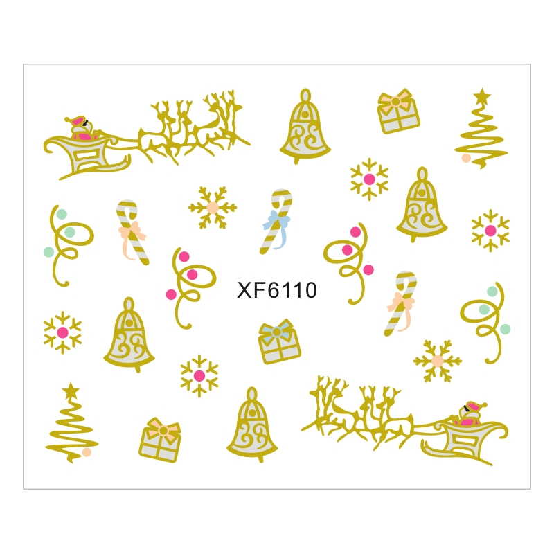 Sticker Nail Art Lila Rossa pentru Craciun, Revelion si Iarna XF6110 - 1