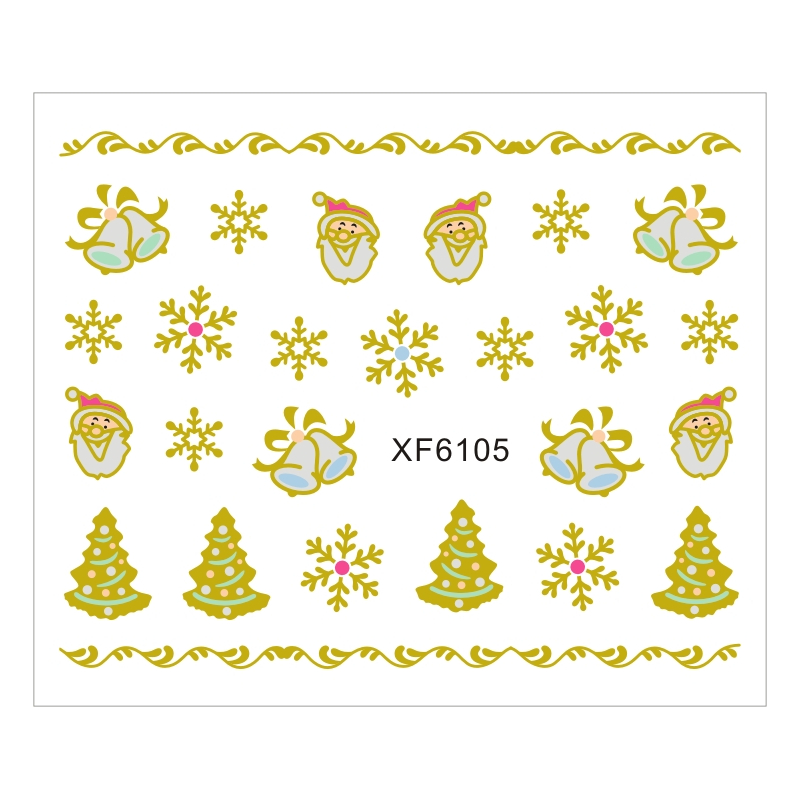 Sticker Nail Art Lila Rossa pentru Craciun, Revelion si Iarna XF6105 - 1