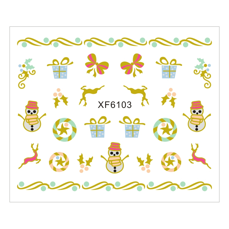 Sticker Nail Art Lila Rossa pentru Craciun, Revelion si Iarna XF6103 - 1
