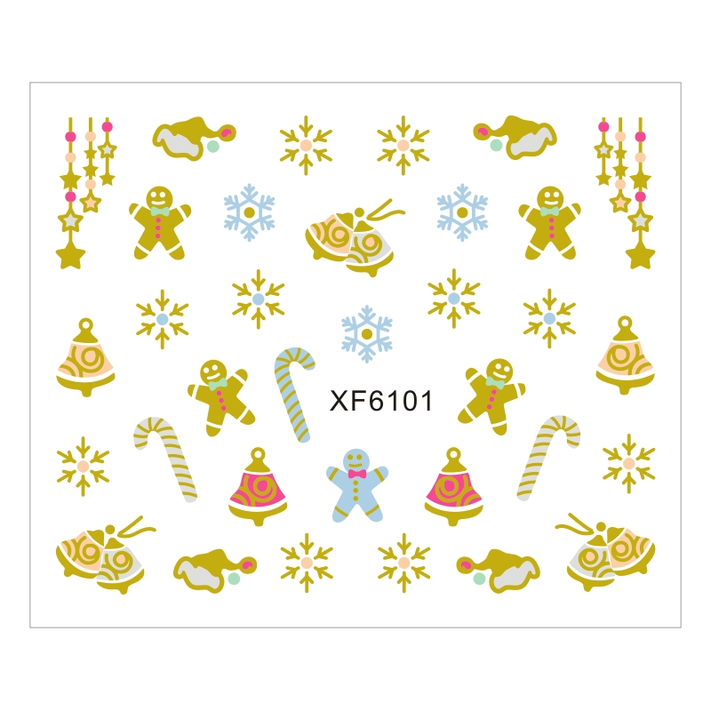 Sticker Nail Art Lila Rossa pentru Craciun, Revelion si Iarna XF6101 - 1