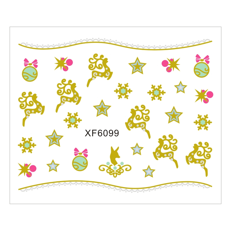 Sticker Nail Art Lila Rossa pentru Craciun, Revelion si Iarna XF6099 - 1