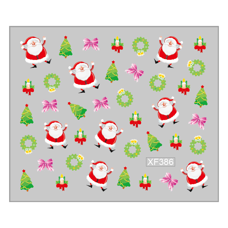 Sticker Nail Art Lila Rossa pentru Revelion si Iarna XF386 - 1