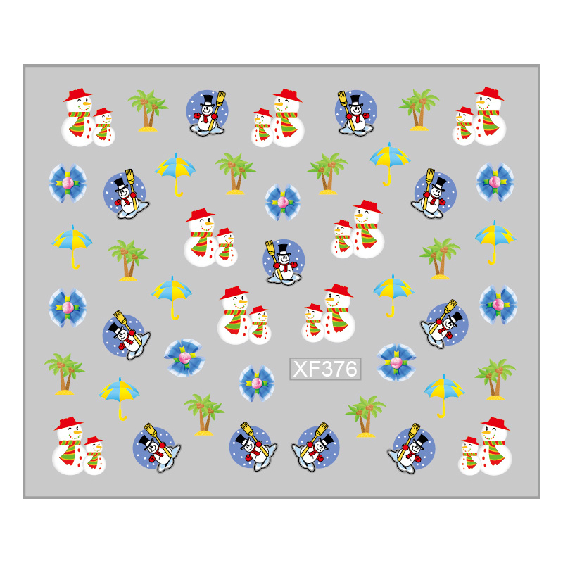 Sticker Nail Art Lila Rossa pentru Revelion si Iarna XF376 - 1