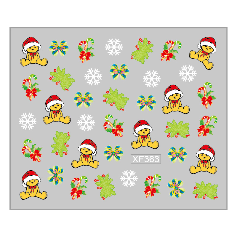 Sticker Nail Art Lila Rossa pentru Craciun, Revelion si Iarna XF363 - 1