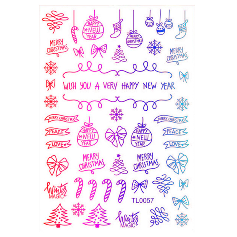 Sticker Nail Art Lila Rossa pentru Craciun, Revelion si Iarna TL0057 - 1