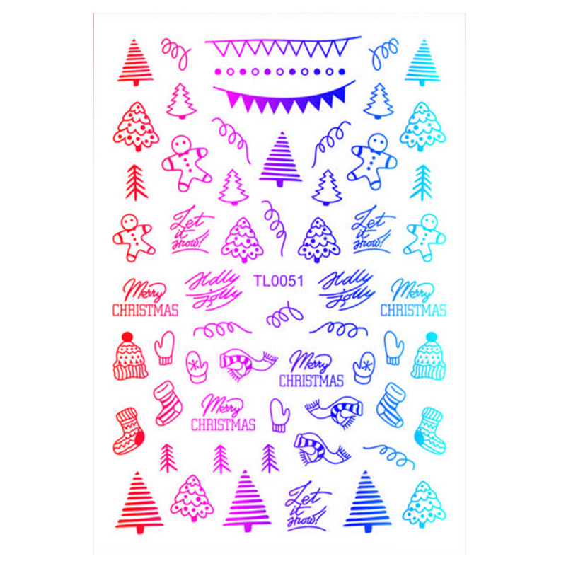 Sticker Nail Art Lila Rossa pentru Craciun, Revelion si Iarna TL0051 - 1