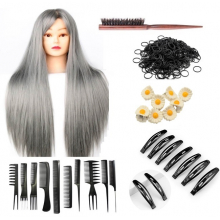 Set Kit Coafor/Frizerie Beauty, Cap Manechin Gri, Set 10 Pieptani - 1