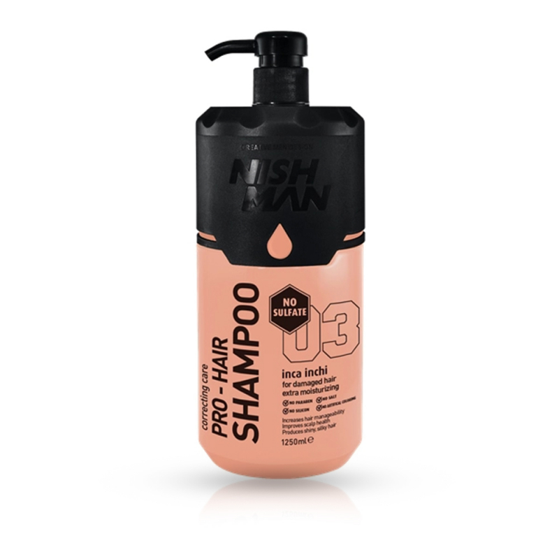 NISH MAN - Sampon pentru par deteriorat fara sulfati - 1250 ml - 1