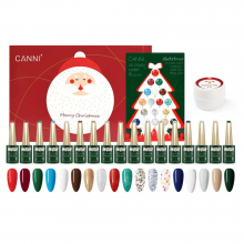 Kit Oja Semipermanenta Canni, Colectie de Craciun, 17 culori, 1 Gypsum Gel, Catalog Culori - 25