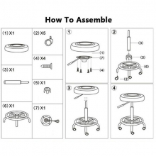 Scaun Tip Taburet - Reglabil pe Inaltime cu Roti - 8