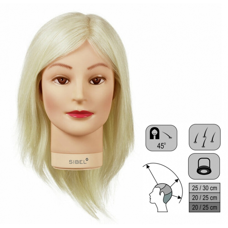Cap Manechin Sibel BLONDY Angora 30cm - Par Natural Uman 100%, Implant Natural Medium 200-230 Par/cm2 - 1