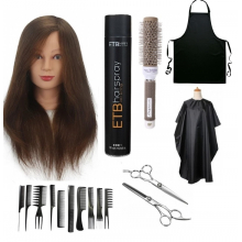 Set Kit Coafor Raluca cu Cap Practica Manechin si Set Foarfeci, Fixativ, Sort, Pelerina, Piepteni, Perie - 1