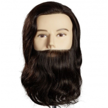 Cap Manechin Par Saten Natural 100% Barbat cu Barba MAX, 25 cm, L'Image Germania + Suport Prindere Masa - 1