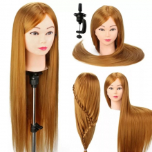Cap Papusa Coafat Blond-Auriu, Sintetic 50 cm, H1-6C + Suport Prindere - 4