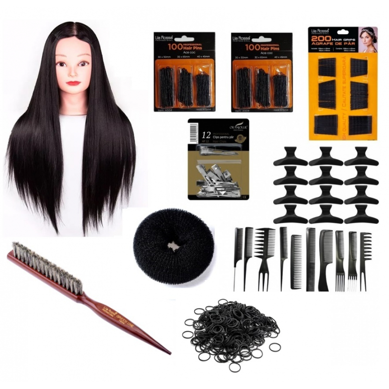 Set Kit Frizerie Coafor Complet Magic Brunet cu Cap pentru Exersare Impletituri SKFMAGICS - 1