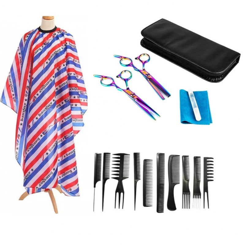 Set Foarfece de Tuns si Filat Profesionale, Sasa Camelon YCT-6.0 + Cadou Manta Tuns Barber - 1