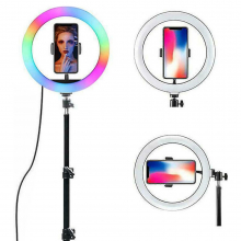Lampa Circulara cu LED si Tranzitie Culori, cu Suport de Telefon si Cablu USB - 3