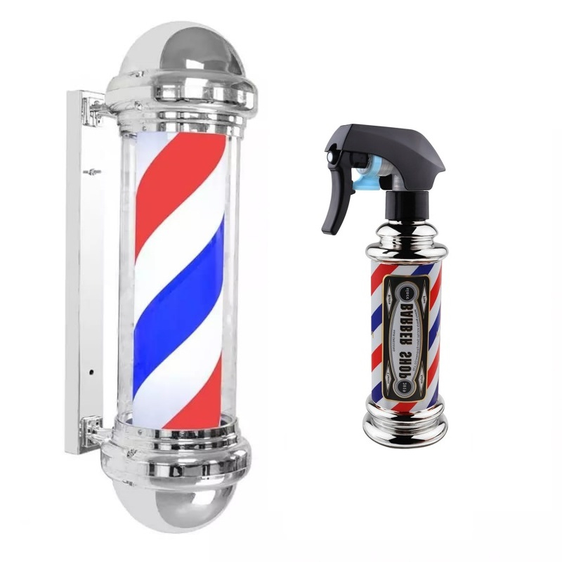 Reclama Luminoasa pentru Frizerie/Barber Pole 55 cm + Pulverizator Frizerie 200ml Just Water Barber - 1