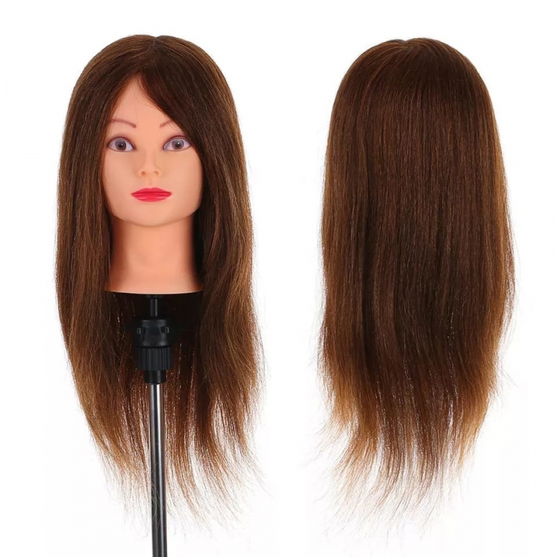 Cap Manechin cu Par Natural 100%, 50-55 cm, AB-1 + Suport Prindere - 1