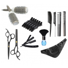Set kit frizerie coafor foarfeca tuns filat Lila Rossa cu perii si piepteni - 1