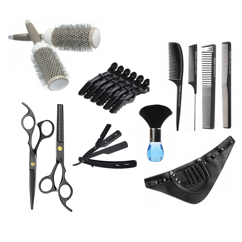 Set kit frizerie coafor foarfeca tuns filat Lila Rossa cu perii si piepteni - 1