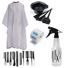 Set Kit Glen cu Pelerina pentru Tuns, Bol si Pensule, Guler, Set 10 Piepteni pentru Coafat - 1
