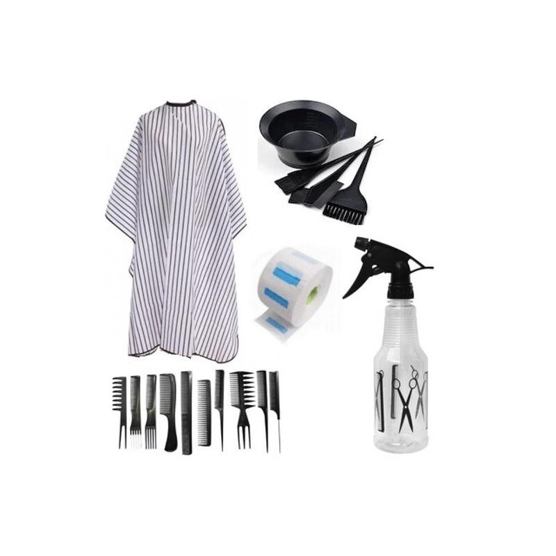 Set Kit Glen cu Pelerina pentru Tuns, Bol si Pensule, Guler, Set 10 Piepteni pentru Coafat - 1