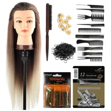Set Kit Coafor pentru Exersat Impletituri Indila, Perie de Tapat, Ace de Coc si Clipsuri - 1