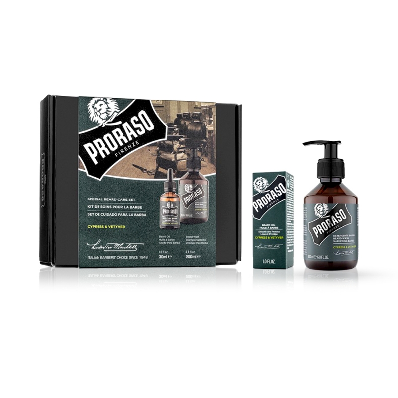 Set Ingrijire Barba - Ulei + Sampon PRORASO  -  Cypress and Vetiver - 1