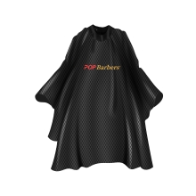 Pelerina Frizerie/Coafor POP BARBERS - Guler Neopren - Inchidere Capse - Logo Fata - 1