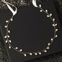 Accesoriu de Par, Coronita pentru Coafura Mireasa, cu Perle Alb Laptos - 1