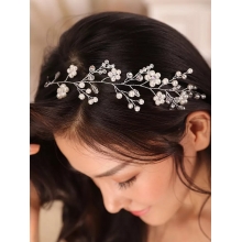 Accesoriu de Par tip Coronita pentru Coafura Mireasa, WhiteFlower - 1
