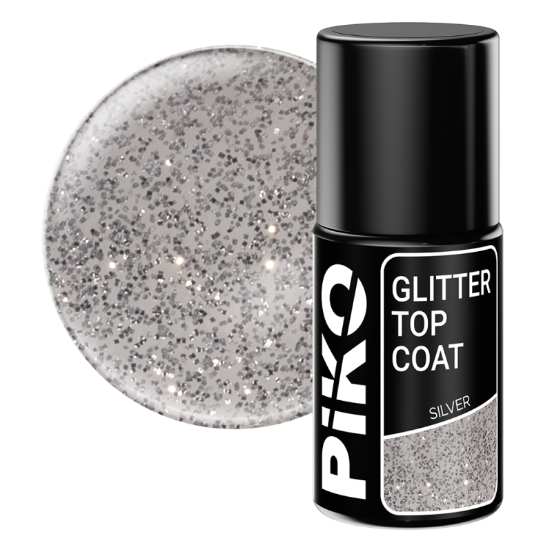 Top Coat Piko, Glitter Top, 7 ml, Silver - 1