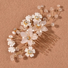 Accesoriu Mireasa Ace Coc si Piepten Faux Pearl & Flower - 3 buc - 1