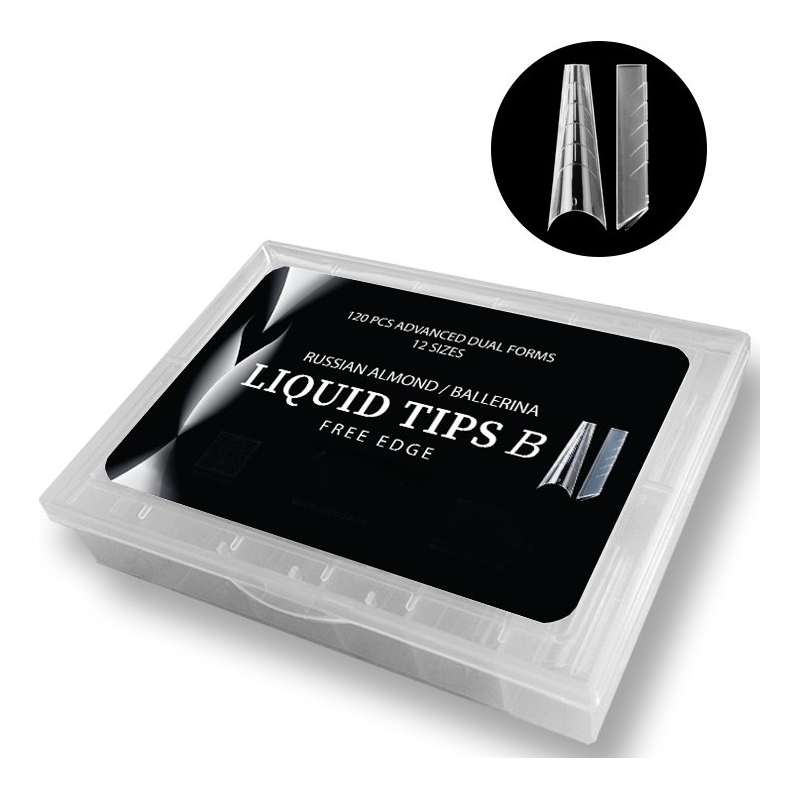 Tipsuri Reutilizabile Smart Forms Liquid Tips Set 120 Buc, 12 Marimi, Tip Migdala Ruseasca/Balerina - 1