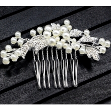 Accesoriu de Par pentru Mireasa, Argintiu Pearl Leaf - 1