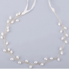 Accesoriu de Par, Coronita pentru Coafura Mireasa, cu Perle Alb Laptos - 3