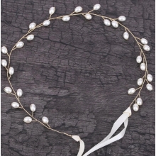 Accesoriu de Par, Coronita pentru Coafura Mireasa, cu Perle Alb Laptos - 4