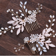 Accesoriu Mireasa Gold Floral Pearls 2 Buc - 1