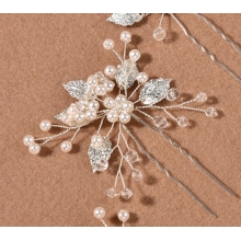 Ace de Coc Bridal Silver Flower Hairpin, Set 3 Piese - 1