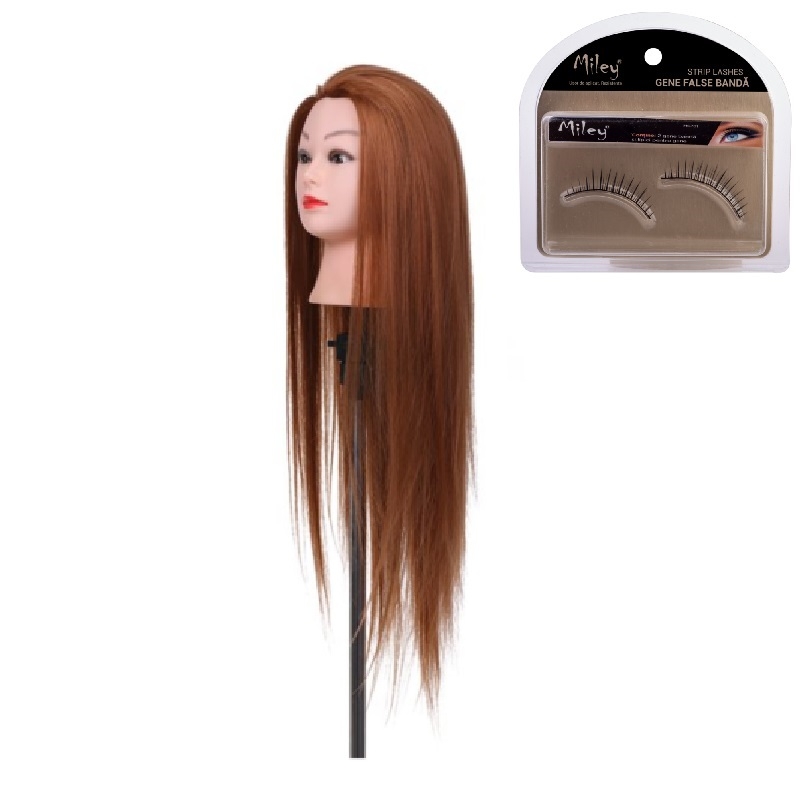 Cap Papusa Coafat  Saten Sintetic 50 cm, H1-2B + Suport Prindere - 1