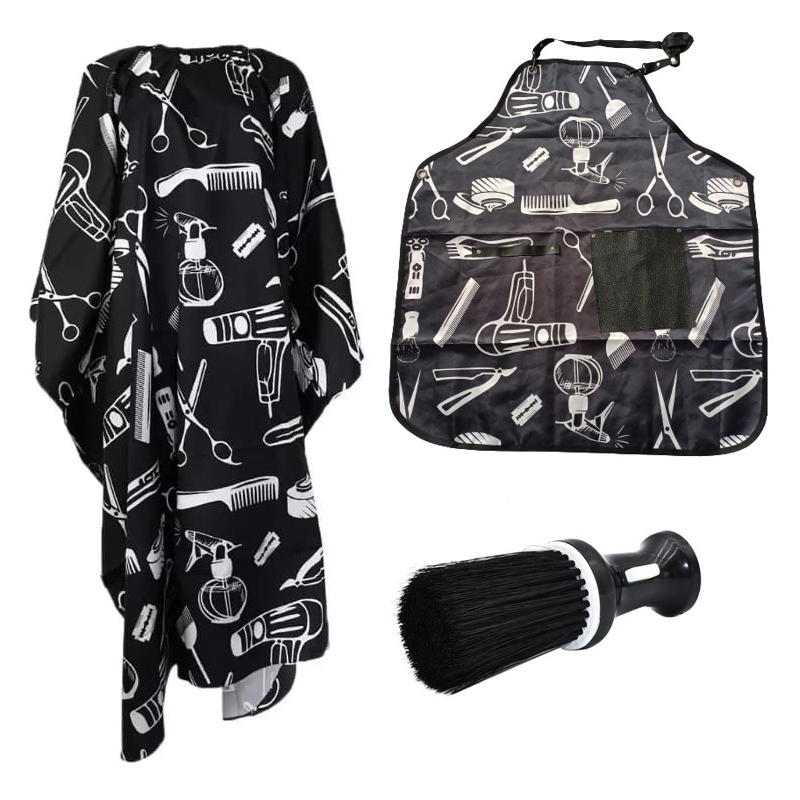 Set Frizerie Tules cu Pelerina pentru Tuns, Sort si Pamatuf cu Rezervor pentru Pudra - 1