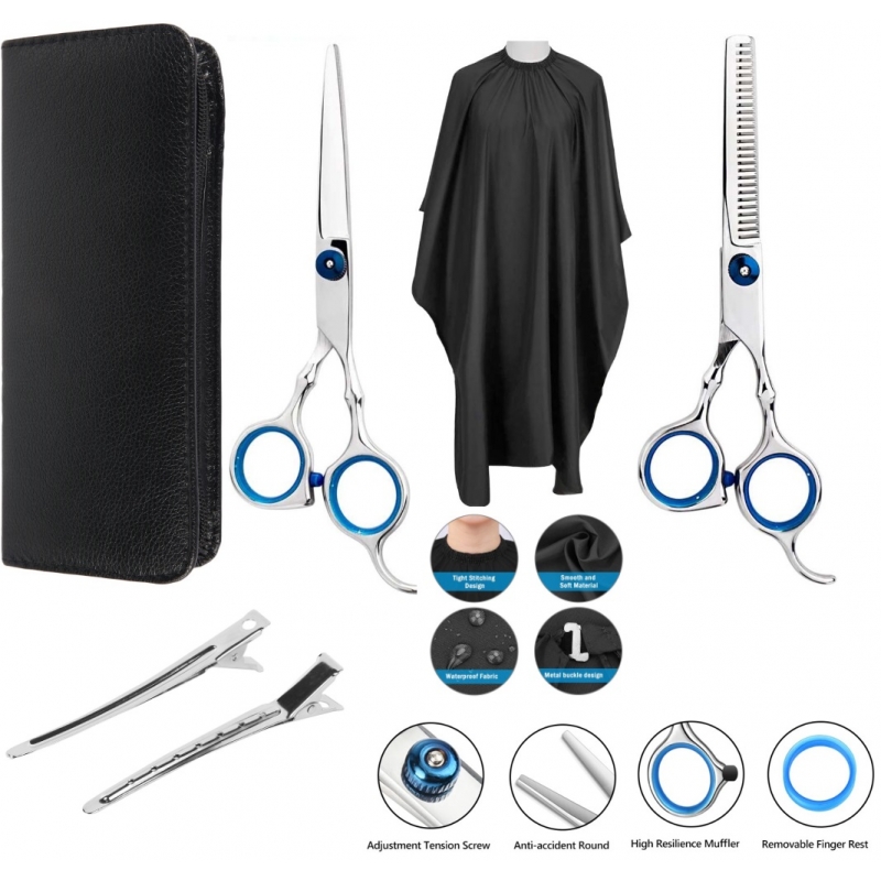 Kit Frizerie Lena Set Foarfeci de Tuns si Filat, Manta, 12xClipsuri - 1