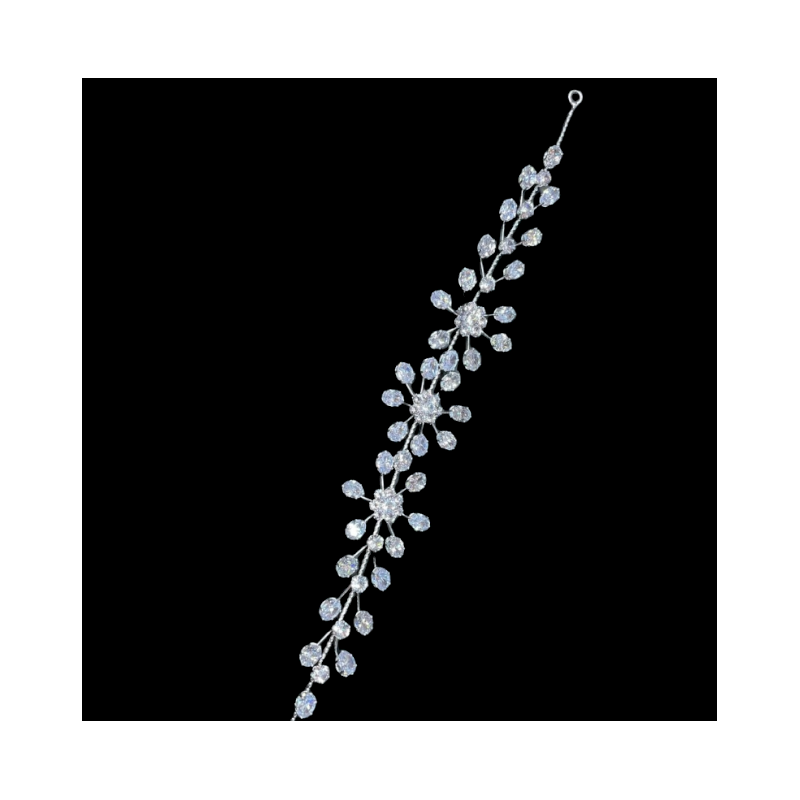Accesoriu de Par Reglabil, pentru Coafura Mireasa, Model cu Floricica si Cristale - 1