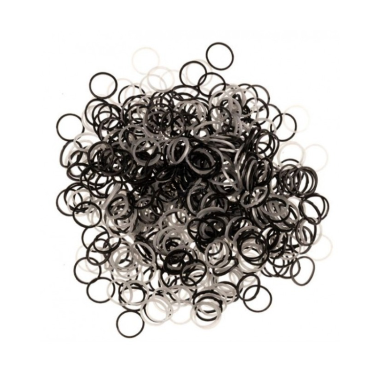 Elastice de Par Set 500 buc - Negre, Gri si Albe - 1