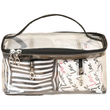 Portfard Cosmetic Black Stripes Black, 3 Piese - 1
